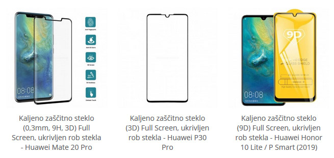 Kaljeno zaščitno steklo za Huawei