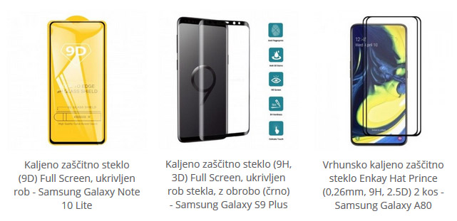 Kaljeno zaščitno steklo za Samsung Galaxy
